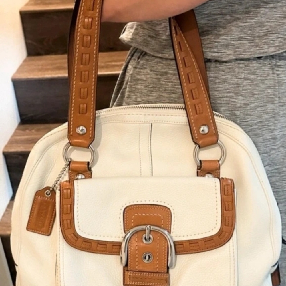 Coach White and Tan Satchel Bag - Picture 2 of 10
